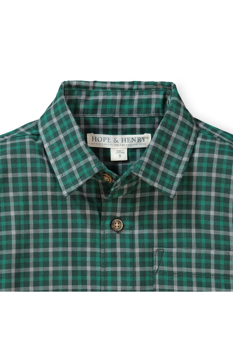 Baby Boys' Convertible Double Weave Button Down Shirt, Infant, Alternate, color, Green and Gray Check