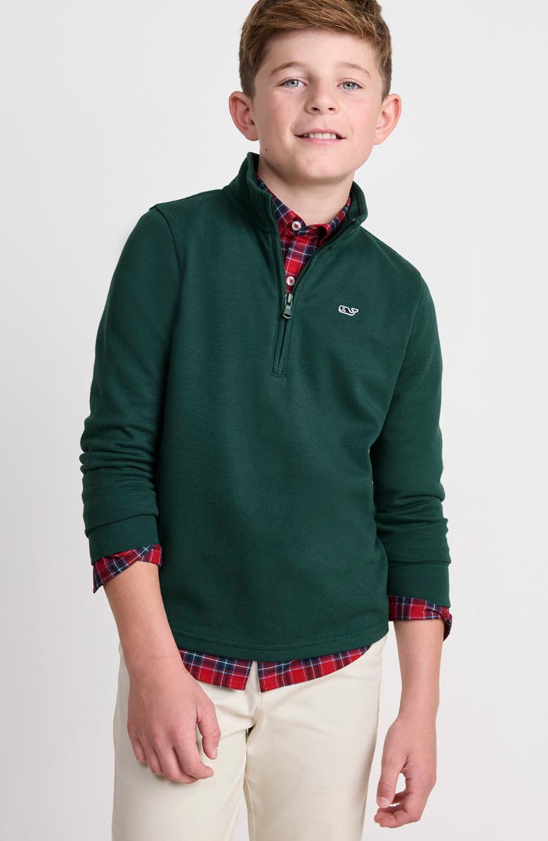 vineyard vines Kids' Saltwater Quarter Zip Pullover, Alternate, color, Charleston Green