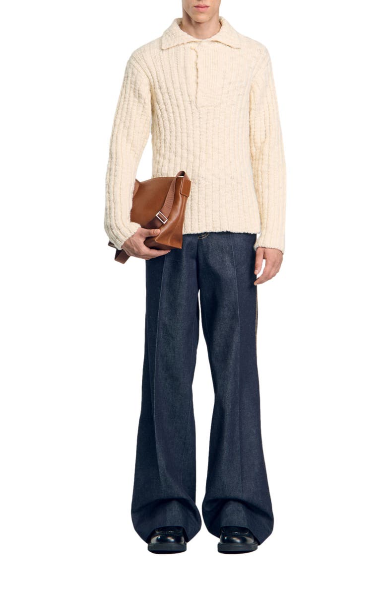 SANDRO Chunky knit polo neck sweater, Alternate, color,