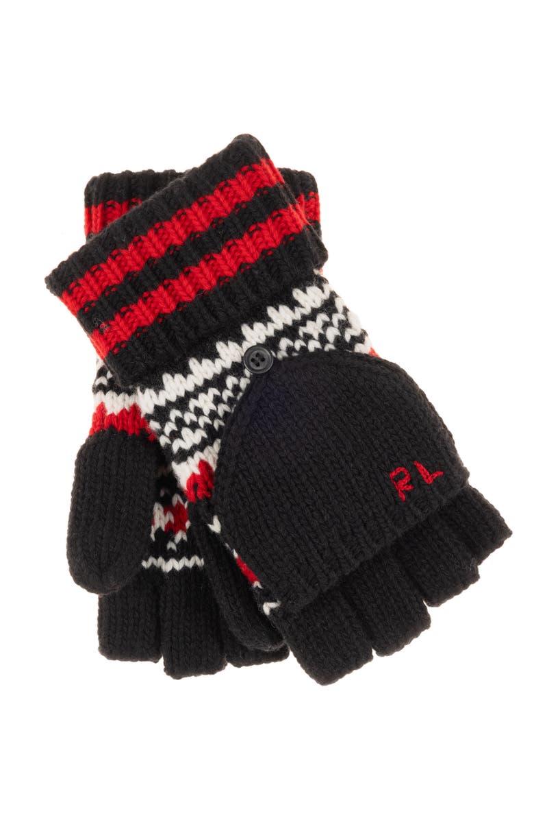 Polo Ralph Lauren Pattern Convertible Glove, Main, color, Black/Red/Cream