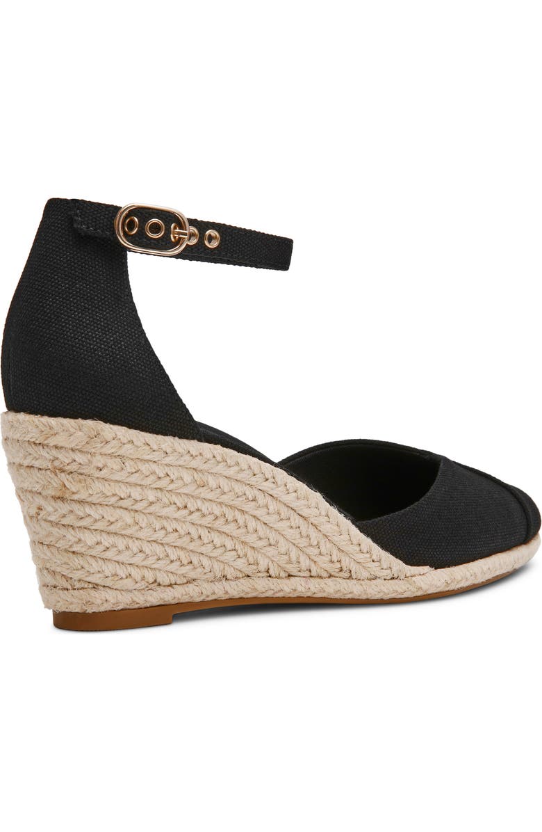 Anne Klein Wilmott Ankle Strap Espadrille Wedge Sandal, Alternate, color, Black Canvas