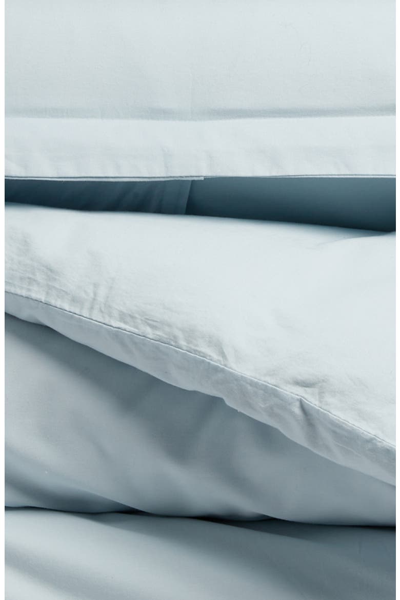 Organic Cotton Percale Duvet Cover & Shams Set, Alternate, color, BLUE DRIFT