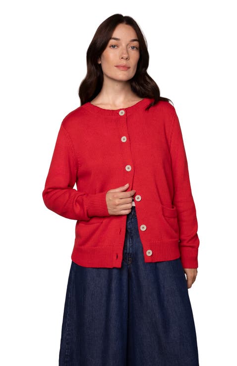 Long Sleeve Cotton Crew Neck Cardigan