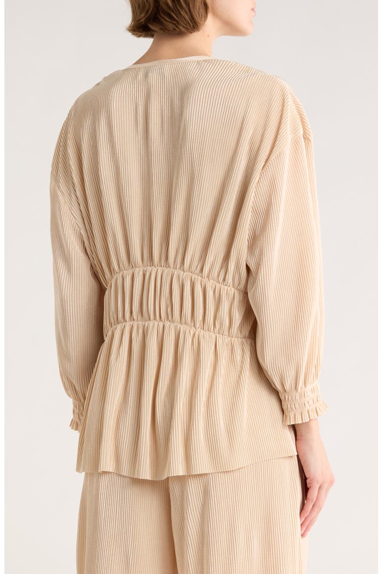 High-Low Plissé Charmeuse Top, Alternate, color, CHAMPAGNE