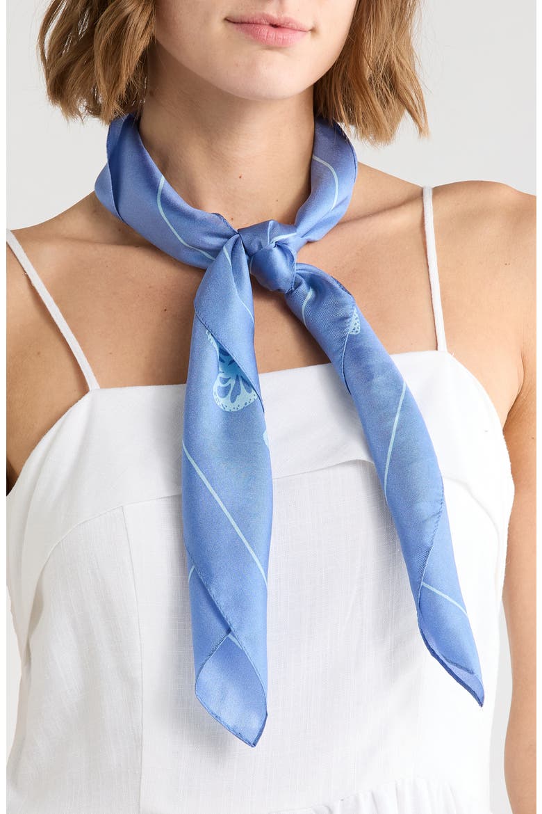 Spring Flight Silk Square Scarf, Main, color, BLUE MULTI