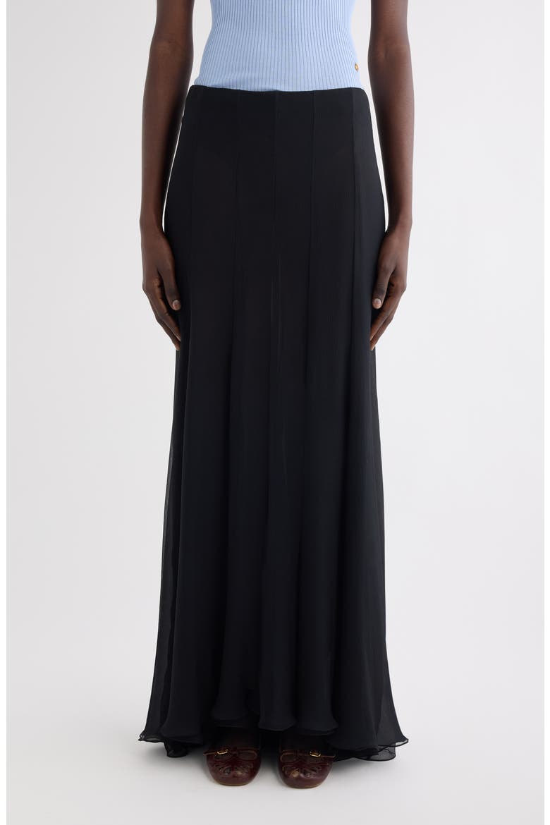 Semisheer Washed Satin Maxi Skirt, Main, color, BLACK