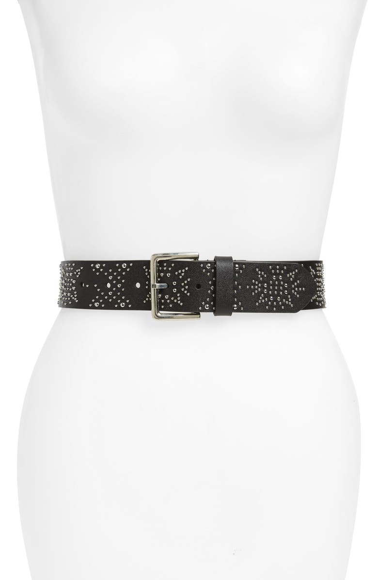 Rebecca Minkoff Mary Studded Nappa Leather Belt, Main, color, 