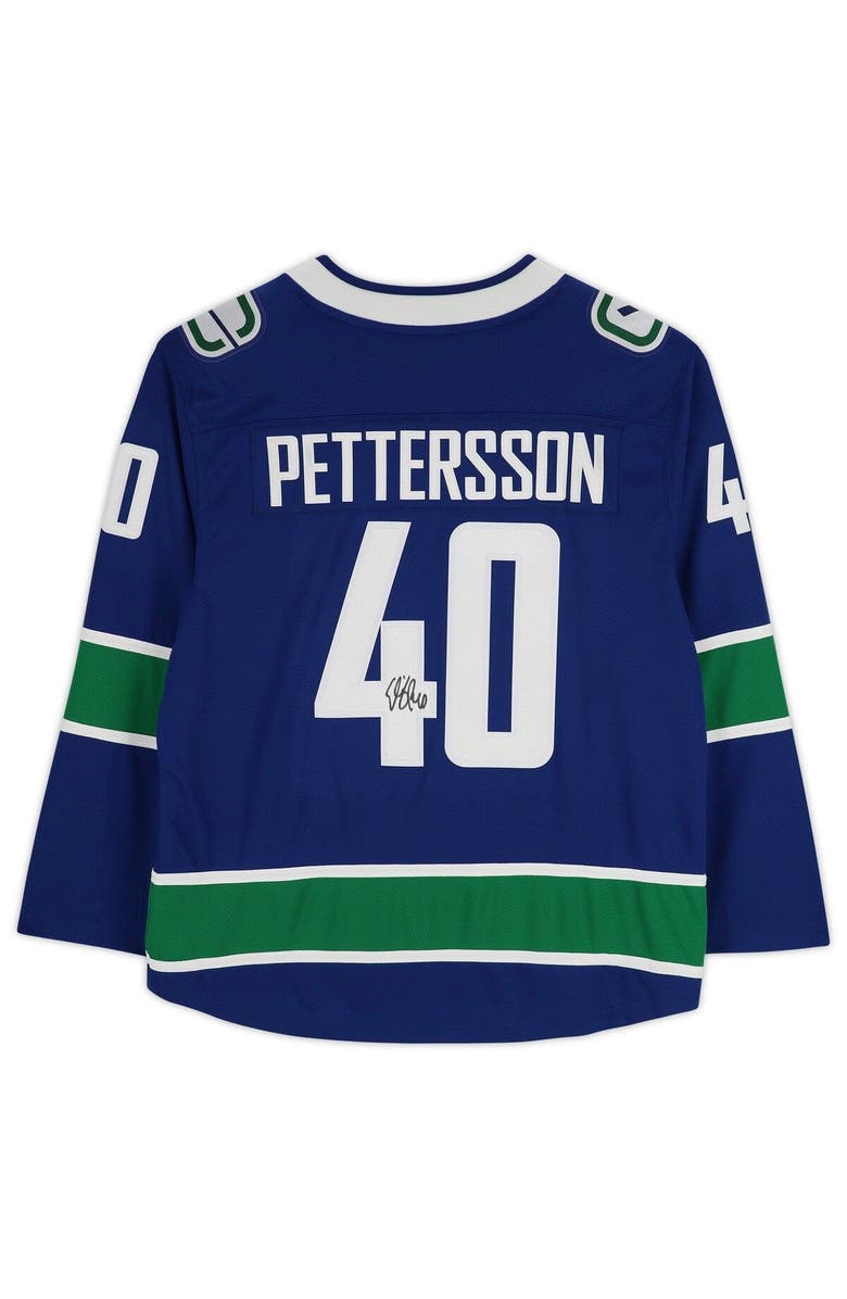 FANATICS AUTHENTIC Elias Pettersson Vancouver Canucks Autographed Blue Fanatics Breakaway Jersey, Alternate, color, 
