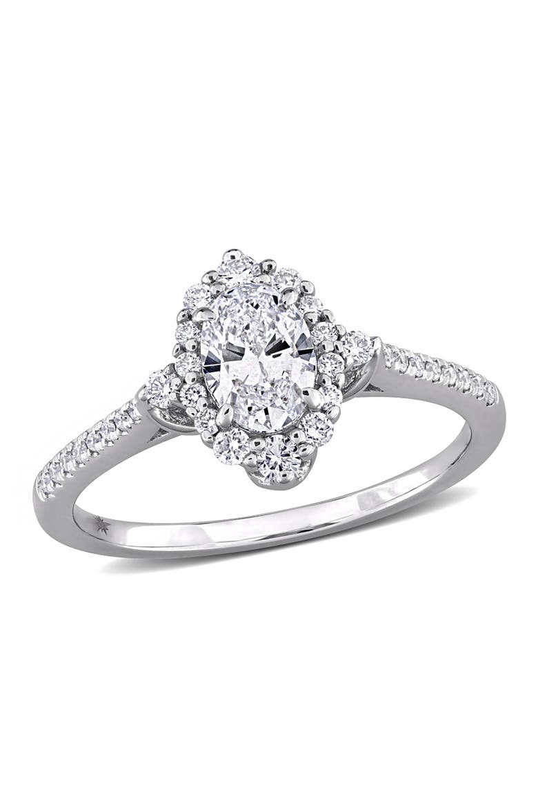 Lab-Grown Diamond Halo Engagement Ring 14k, Main, color, White Gold