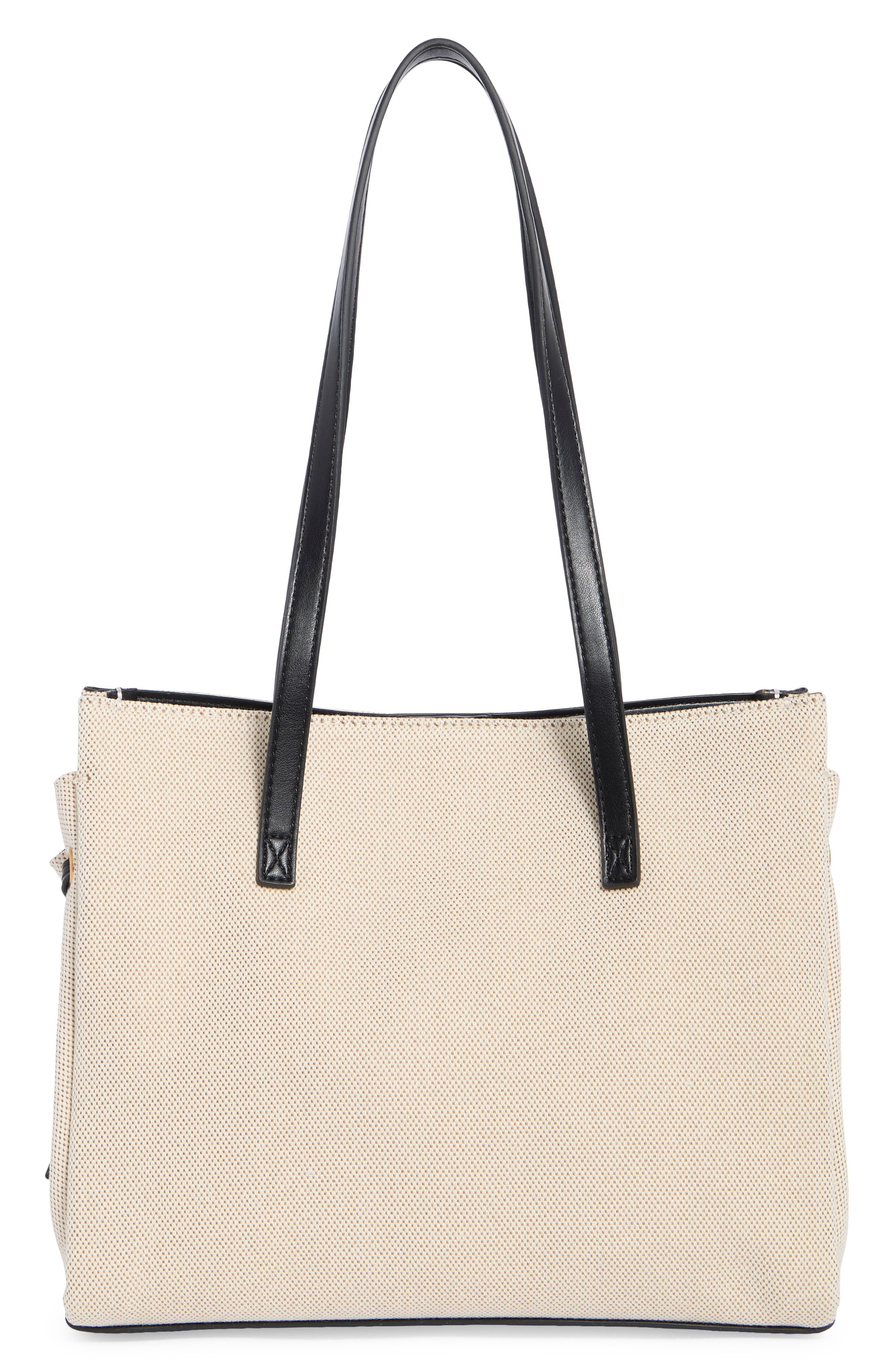 Linda Pocket Tote Bag, Alternate, color, BLACK CANVAS