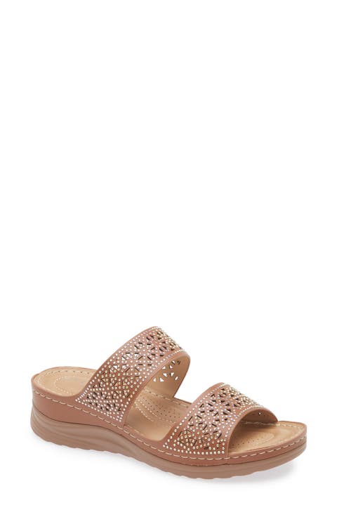 Rhinestone Studded Wedge Sandal (Women)