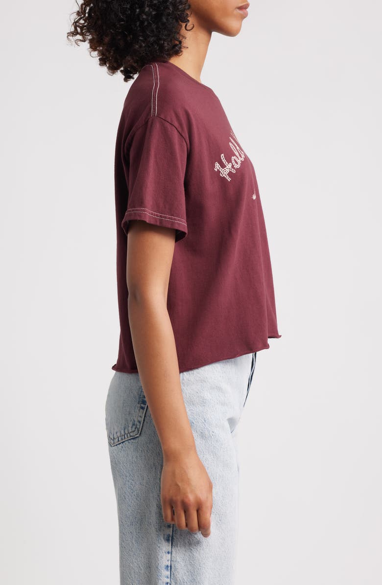 Vinyl Icons Hold Your Horses Crop Cotton Graphic T-Shirt, Alternate, color, Maroon