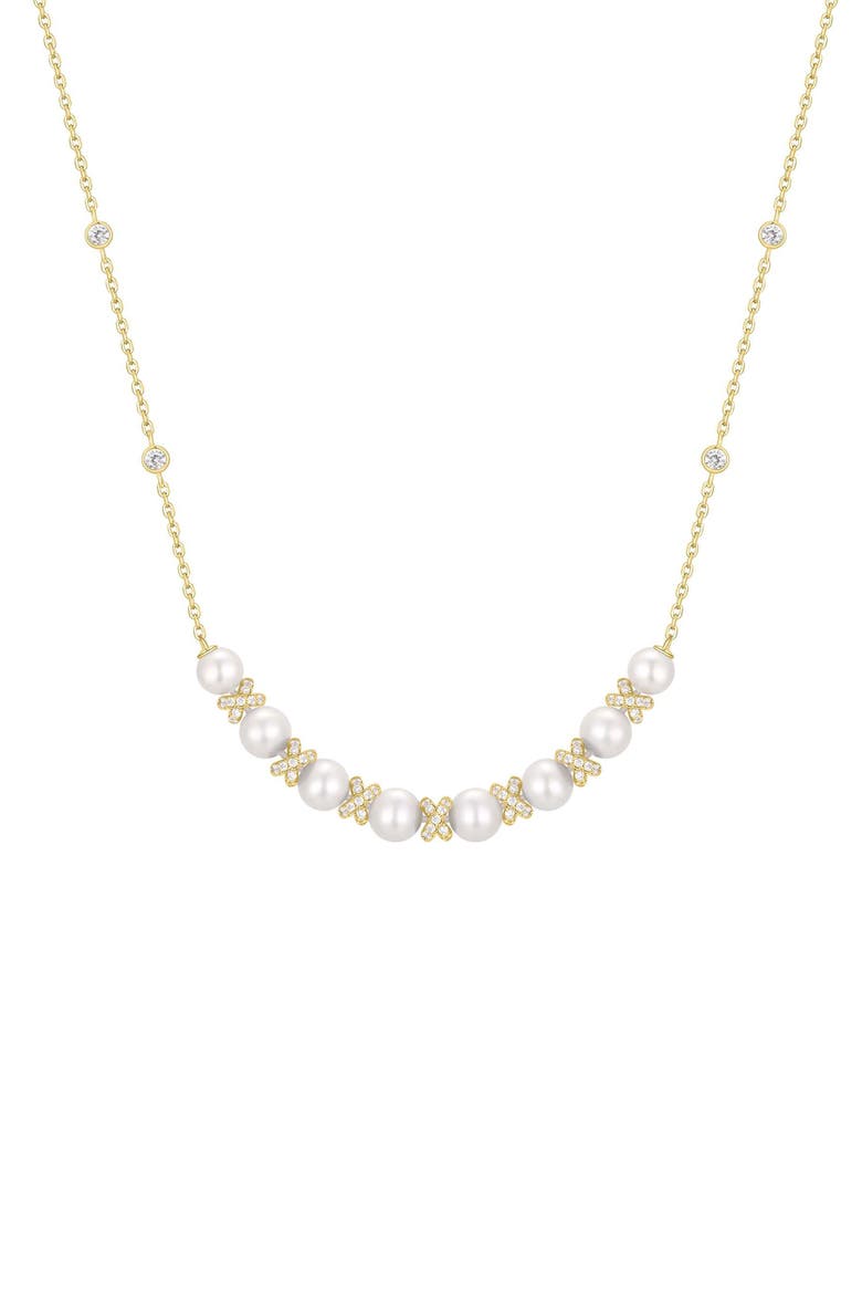 Faux Pearl Frontal Necklace, Main, color, SHINY GOLD