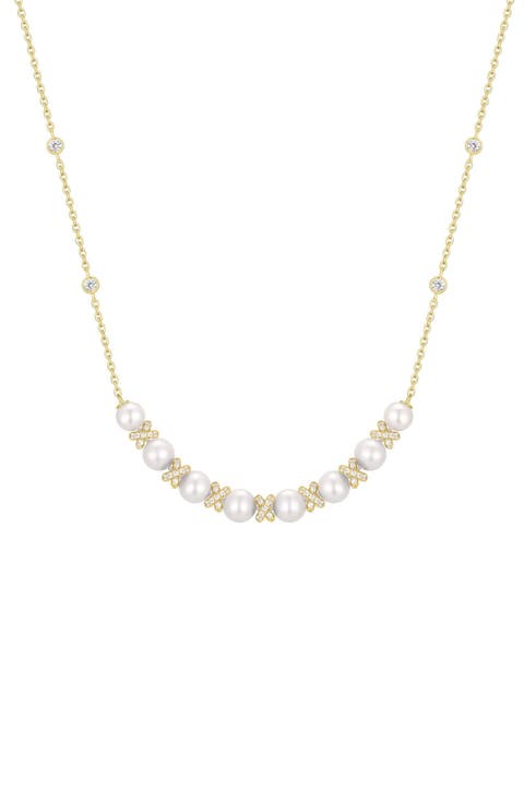 Faux Pearl Frontal Necklace
