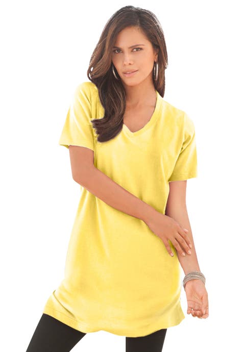 Plus Size Ultimate Cotton V-Neck Short Sleeve Tunic (Plus)