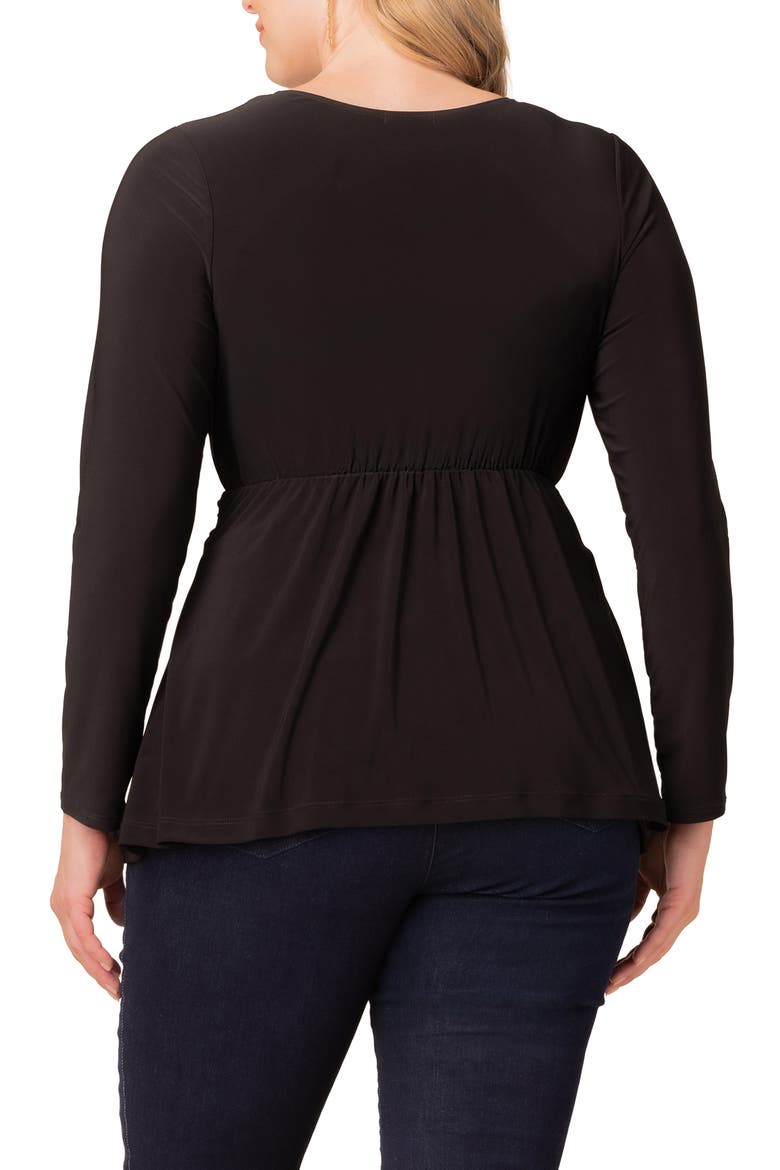 Abigail Long Sleeve Twist Front Top, Alternate, color, BLACK NOIR