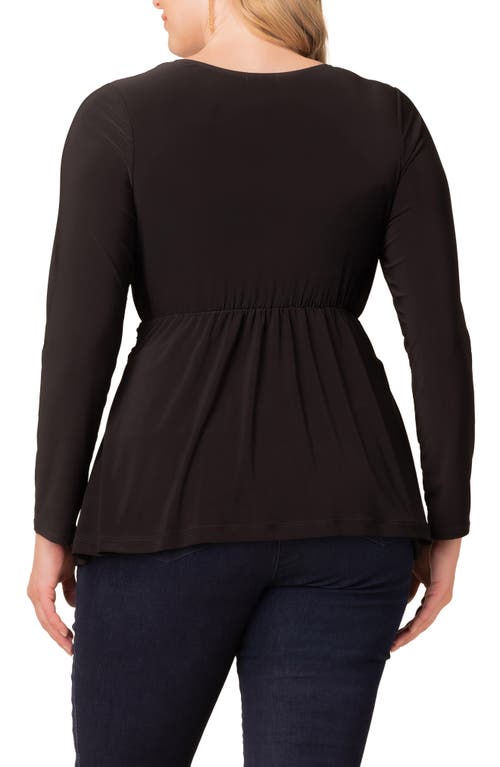 Kiyonna Abigail Long Sleeve Twist Front Top In Black