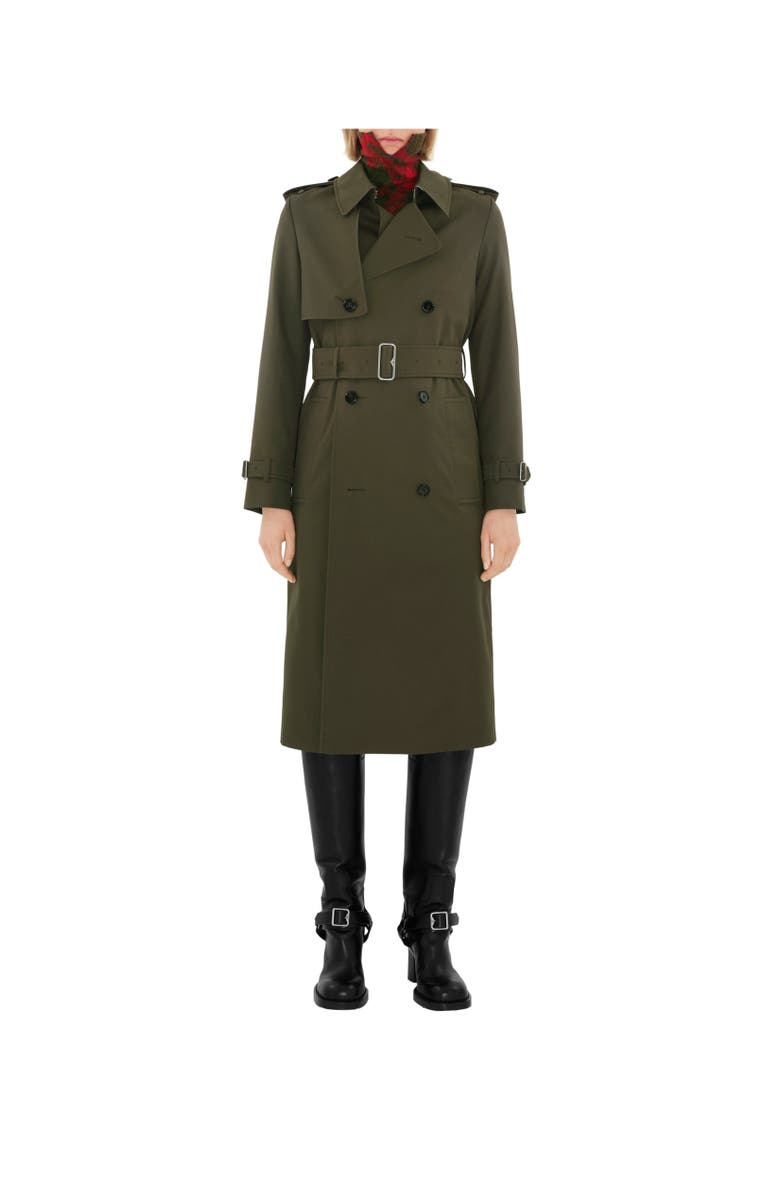 Burberry Long Cotton Blend Trench Coat, Alternate, color, 