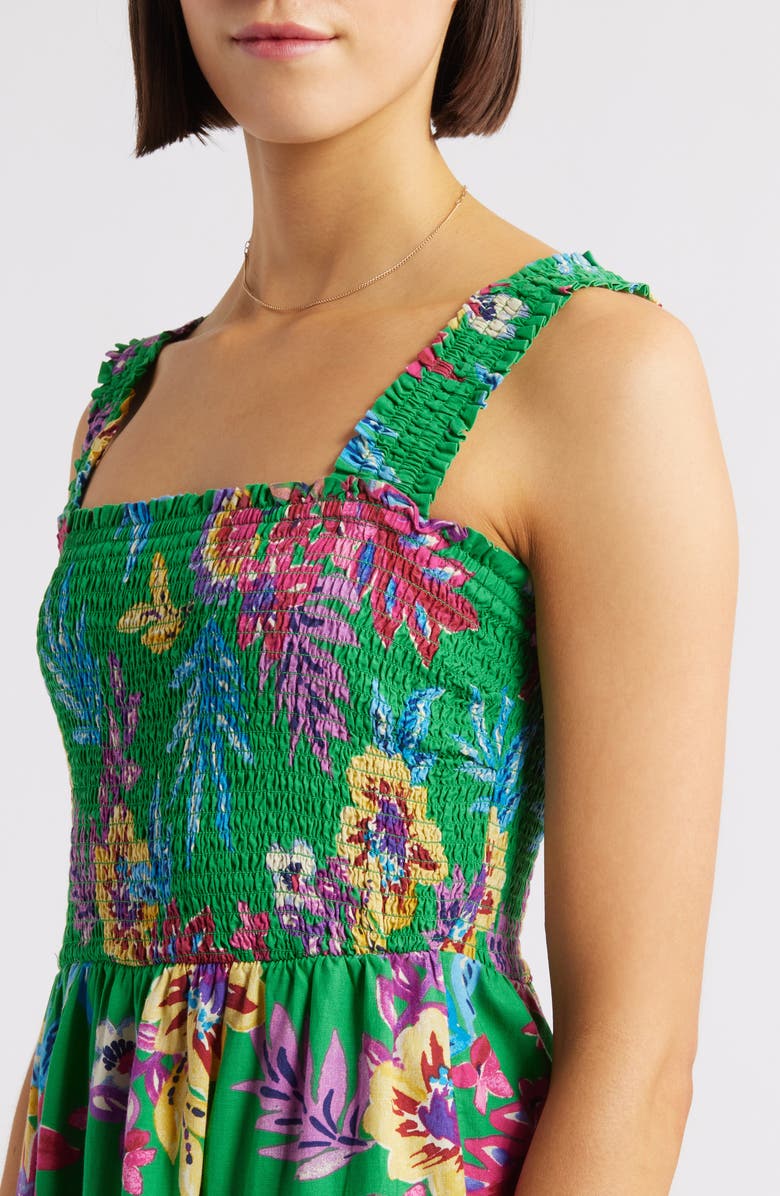 beachlunchlounge Alice Tiered Sundress, Alternate, color, Teal Garden