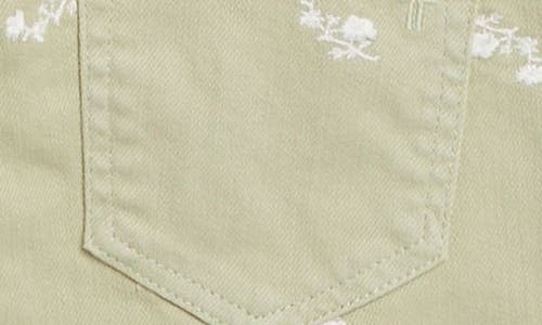 Tractr Kids' Embroidered Denim Bermuda Shorts In Green