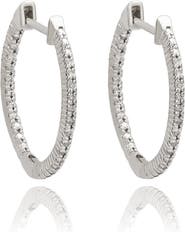 SOUZANA by Suzy Levian 14K Gold 3/4cttw Inside-Out Diamond Huggie Earrings