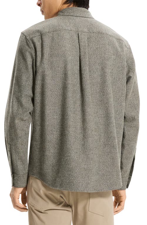 Theory Weekend Brushed Cotton Twill Button-up Shirt In Gray