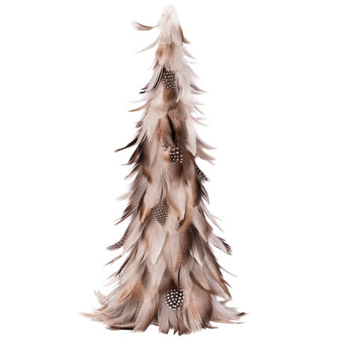 Layered Feather Cone Tree Christmas Decoration - 15.5" - Brown and Gray