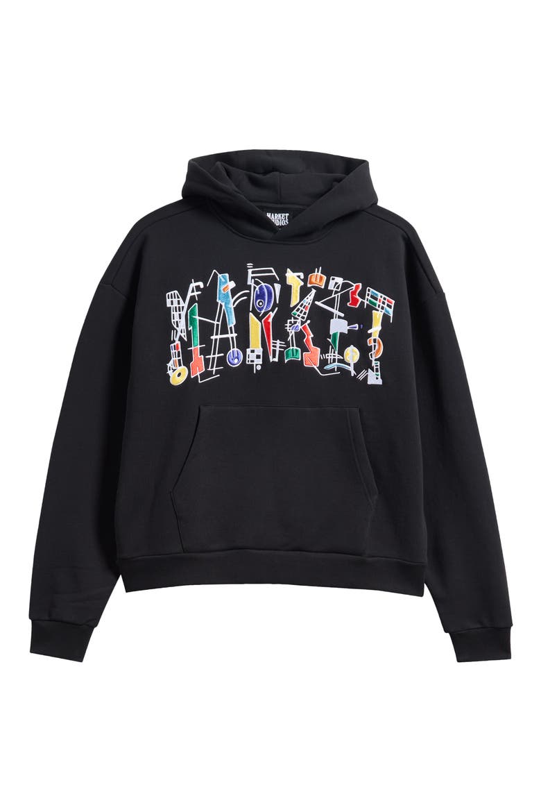 Work of Arc Cotton Graphic Hoodie, Alternate, color, BLACK