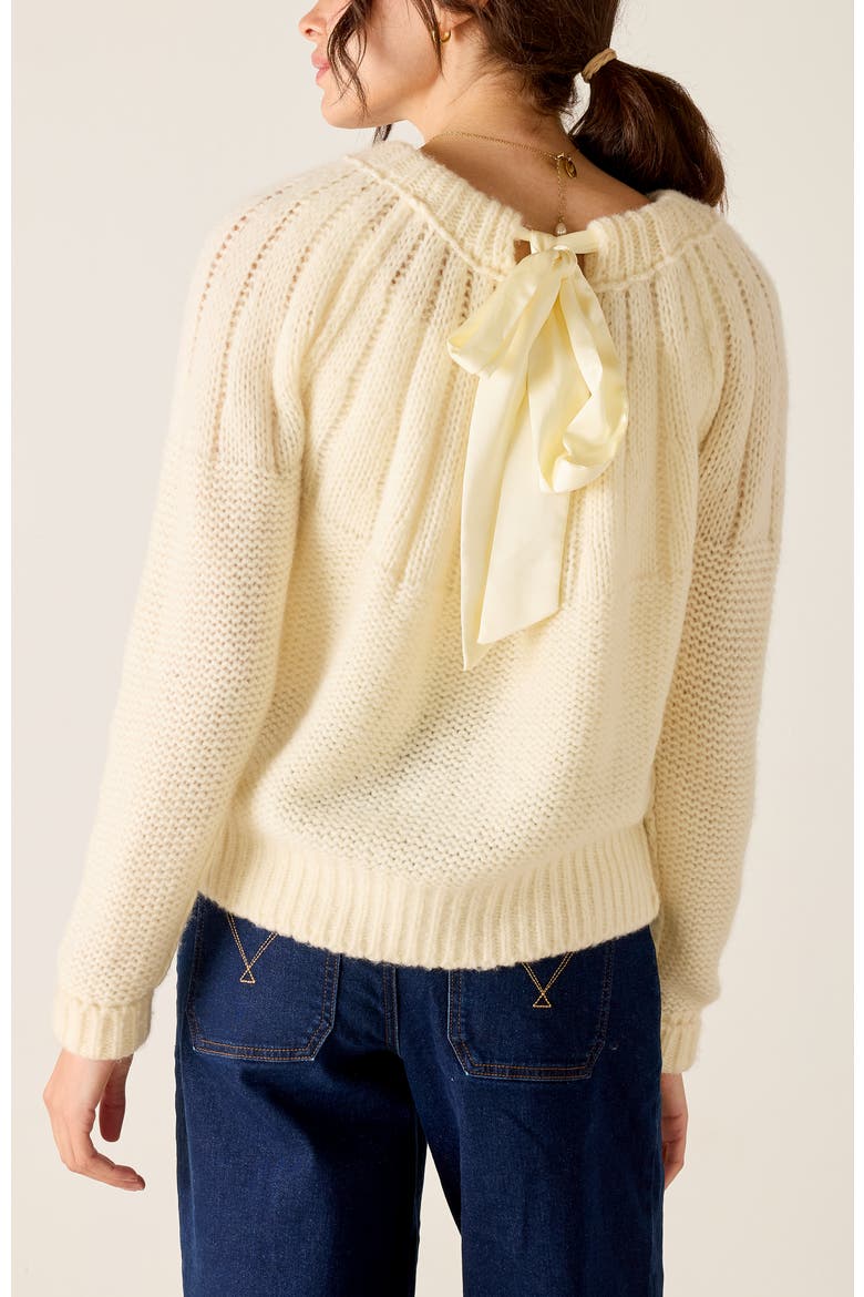 Noelle Ribbon Cashmere Sweater, Alternate, color, Cream