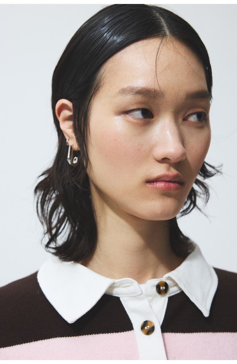 H&M Collared Jumper, Alternate, color, Light Pink/Dark Brown