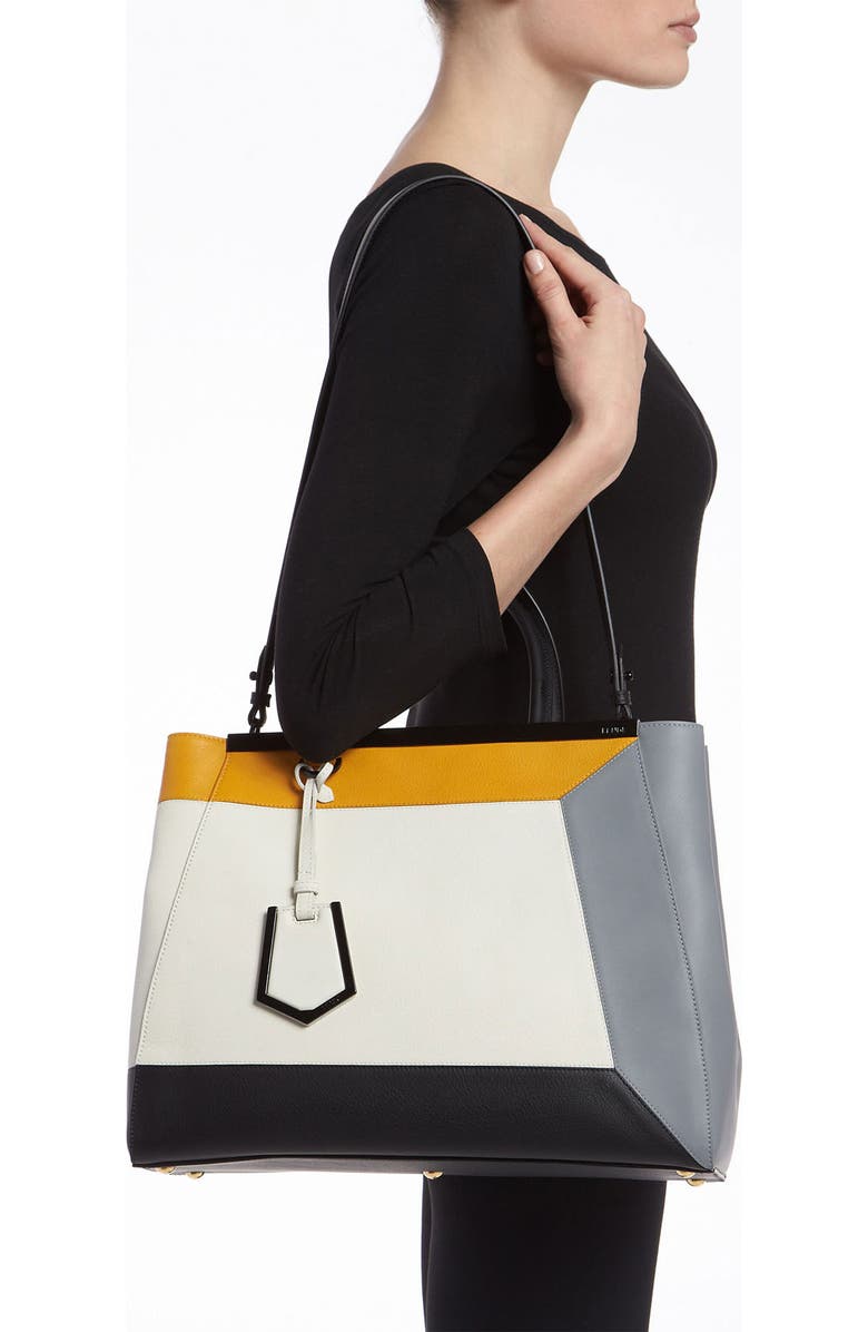 Fendi '2Jours 3D - Medium' Leather Shopper, Alternate, color,