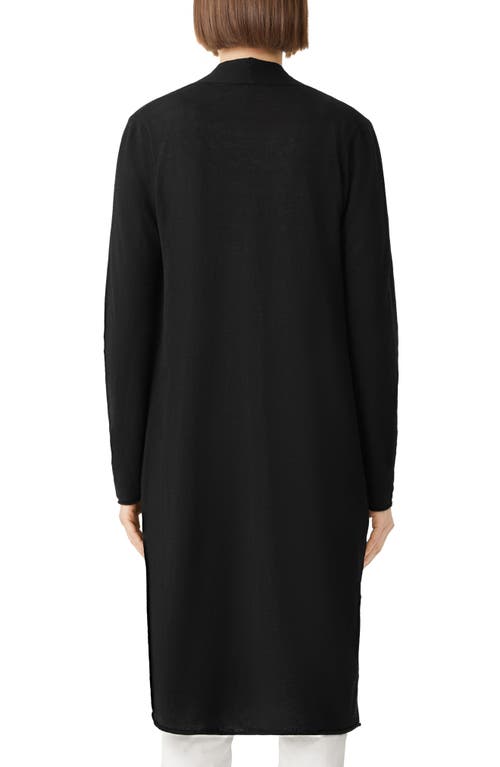 Eileen Fisher Organic Linen & Organic Cotton Long Cardigan In Black