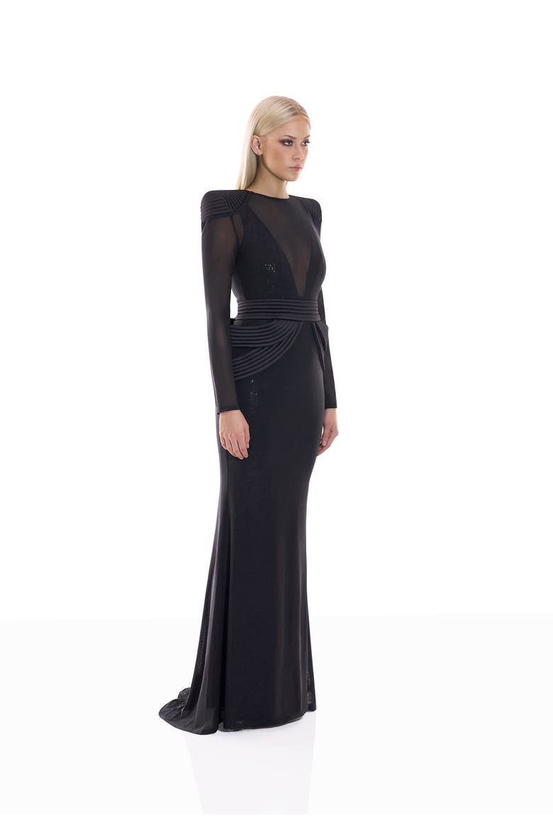 Mimicry 2 pc gown, Alternate, color, BLACK