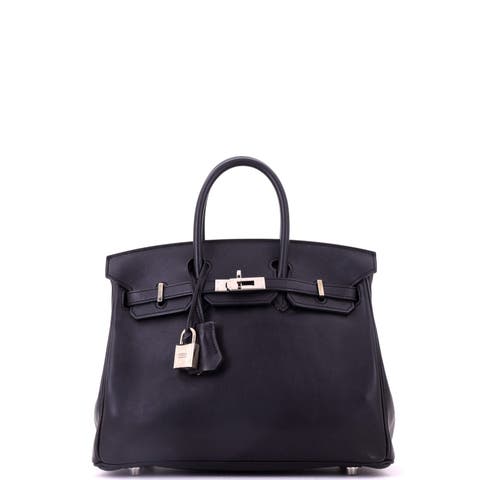 Birkin Handbag Black Swift with Palladium Hardware 25