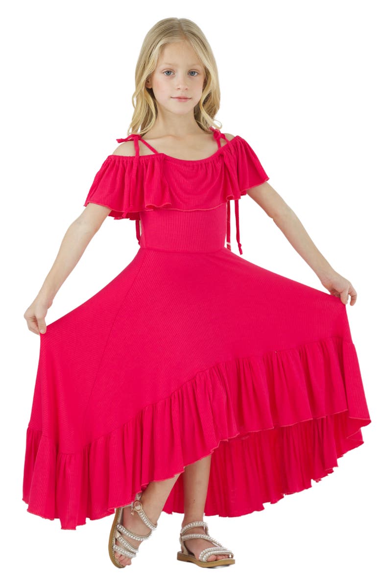 Mia Belle Girls Girls Berry Bliss Hi-Lo Ruffle Dress, Main, color, Pink