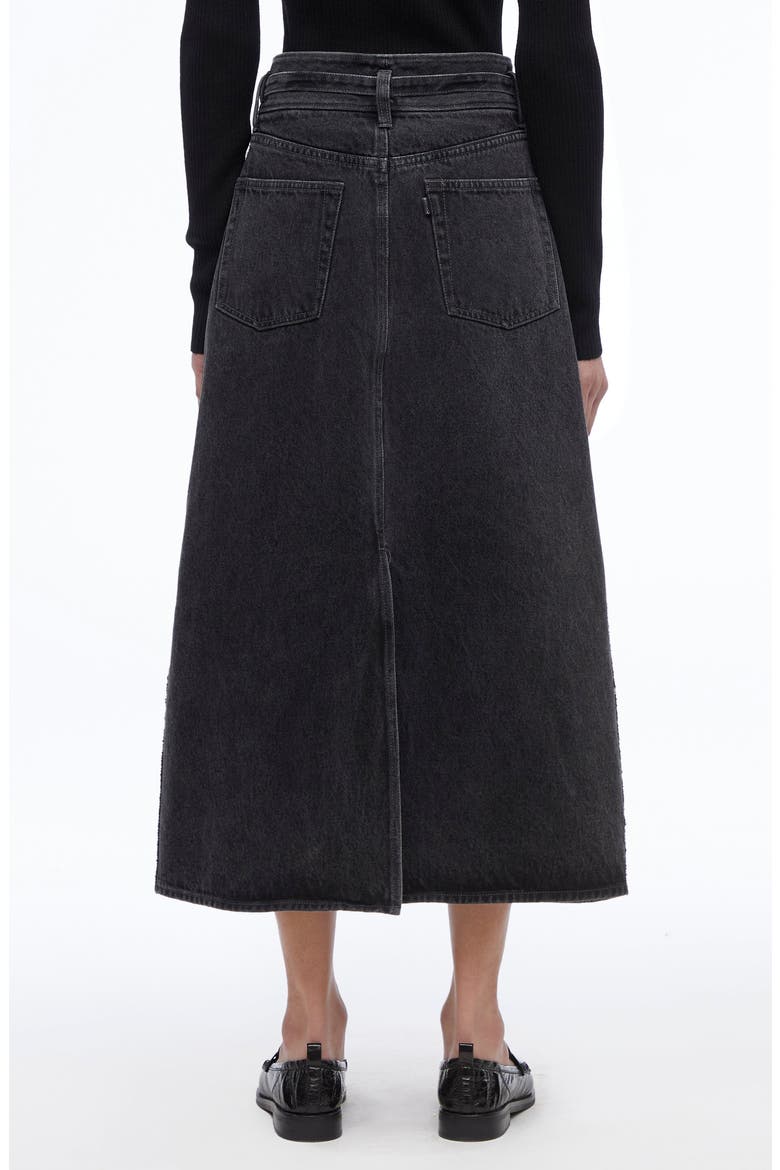 A-Line Denim Midi Skirt, Alternate, color, WASHED BLACK