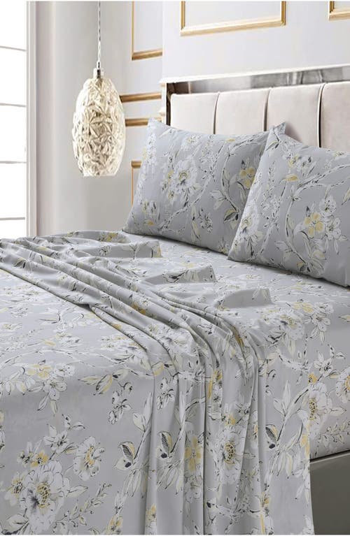 Azores Home Colmar 300 Thread Count Cotton Sateen Sheet Set In Gray