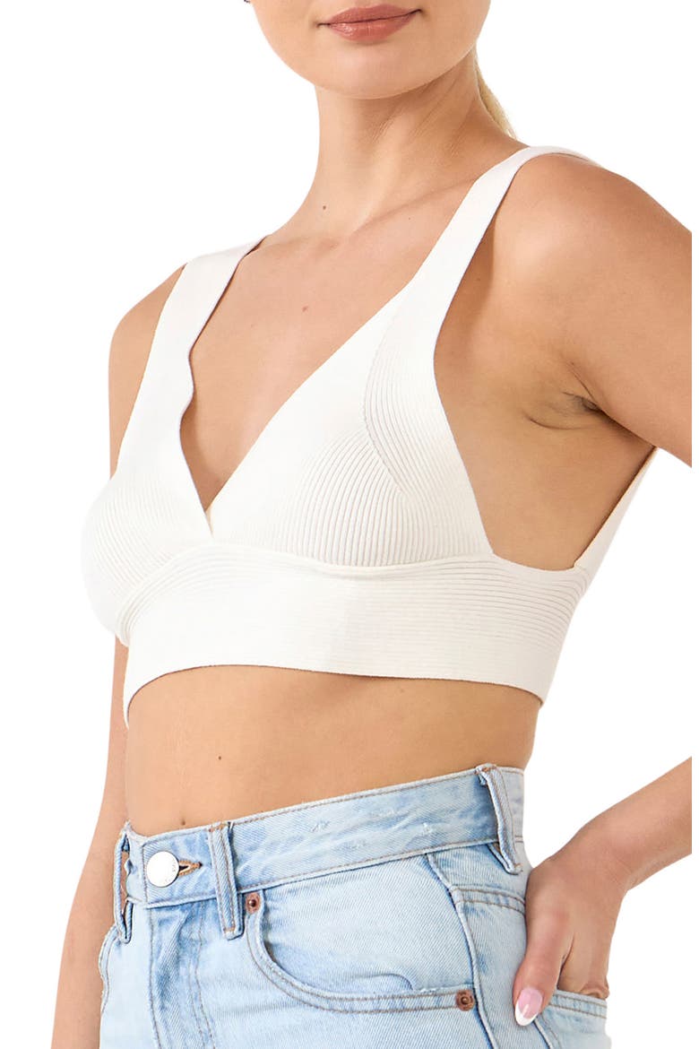 Tie Back Rib Bra Top, Alternate, color, WHITE