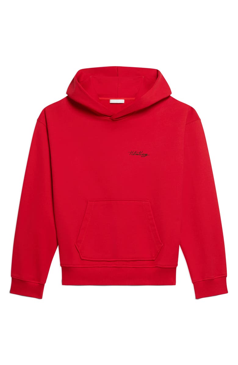 Helmut Lang Sketch Compact Cotton Graphic Hoodie, Alternate, color, Deep Red - N51
