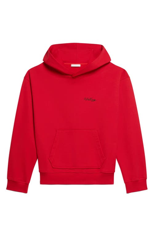 Helmut Lang Sketch Compact Cotton Graphic Hoodie In Red