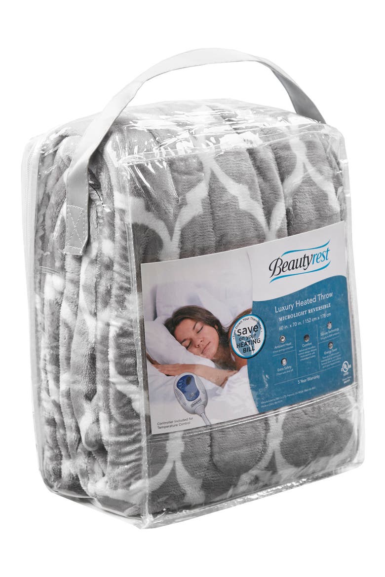 Heated Oversized Throw Blanket, Alternate, color, GREY