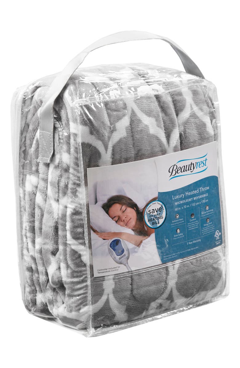 BEAUTYREST Heated Oversized Throw Blanket, Alternate, color, Grey