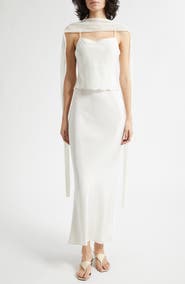 POSSE Cove Embroidered Silk Blend Maxi Dress with Scarf