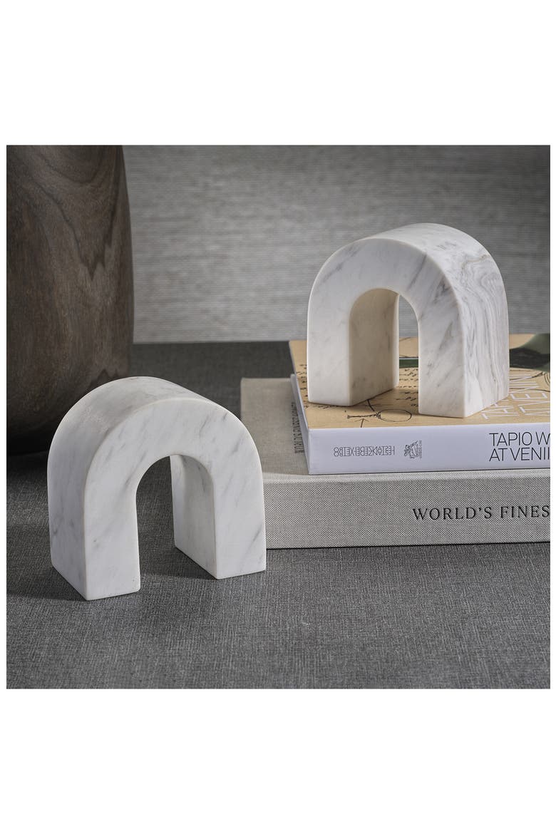 Martil Set of 2 Marble Bookends, Alternate, color, WHITE