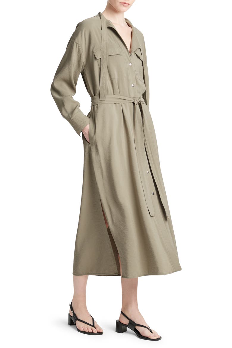 Long Sleeve Utility Shirtdress, Alternate, color, LT SEA FERN