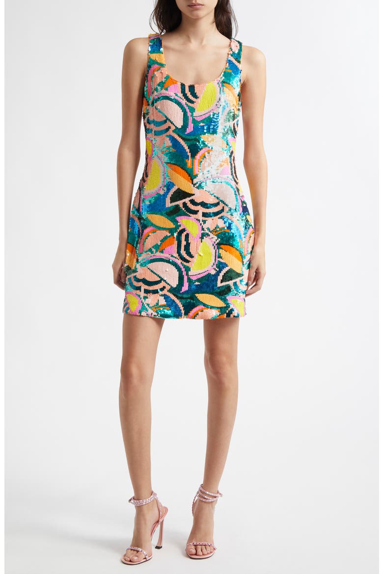Miller Tropical Sequin Minidress, Main, color, ROYALE BLUE SEQUIN
