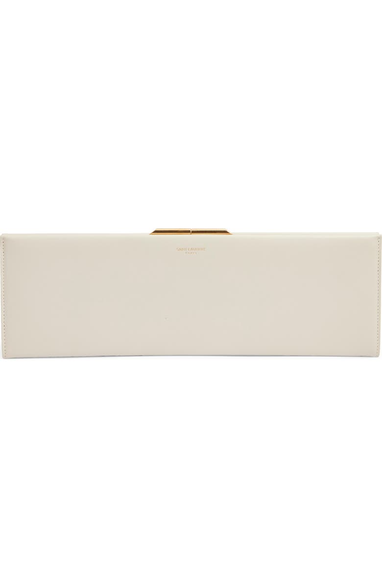 Saint Laurent Large Midnight Leather Clutch, Main, color, Blanc Vintage