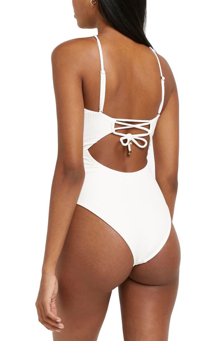 River Island Ring Trim Bandeau One-Piece Swimsuit, Alternate, color,