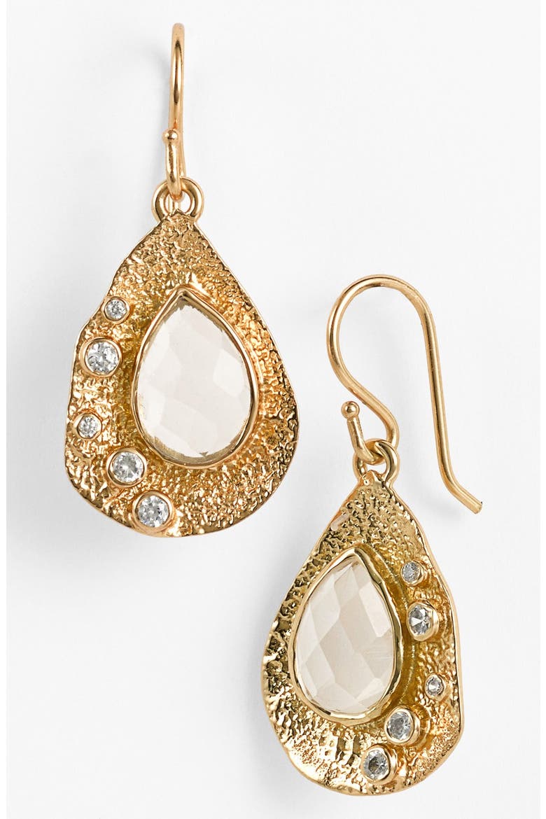 'Maggie' Teardrop Earrings, Main, color, GOLD/ CRYSTAL