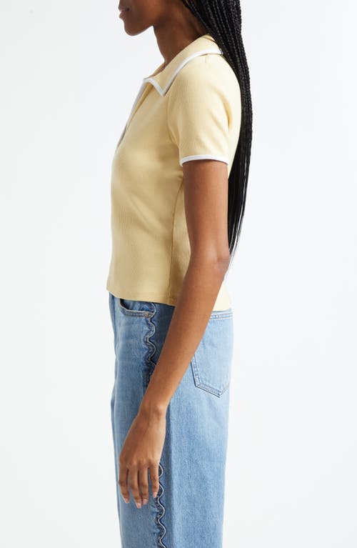 Veronica Beard Kearney Contrast Trim Rib Polo In Neutral